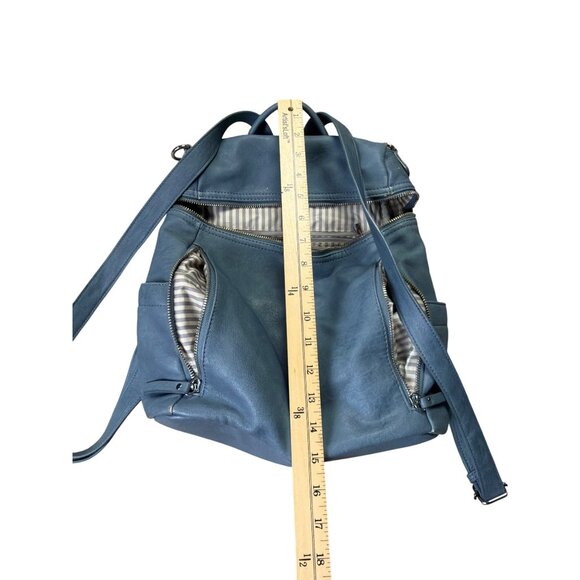 Miztique Backpack/Purse Blue Faux Leather Backpack Purse With Striped Lining - Picture 7 of 9